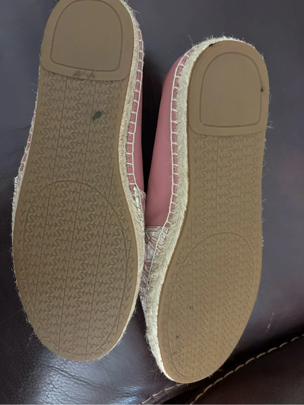 Michael Kors Pink Patterned Canvas Espadrilles with Gold MK Accent